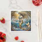 Zeemeermin in de oceaangolven servet (Insitu)