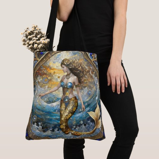 Zeemeermin in de oceaangolven tote bag (Dichtbij)