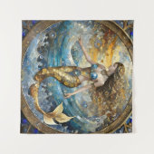 Zeemeermin in de oceaangolven wandkleed (Voorkant (horizontaal))