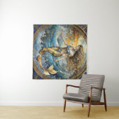 Zeemeermin in de oceaangolven wandkleed (In Situ (horizontaal))