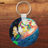 Zeemeermin in de ruimte sleutelhanger (Voorkant)