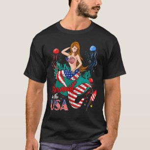 Zeemeermin in de VS Leuke zeemeermin Amerikaanse v T-shirt