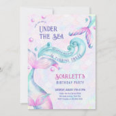 Zeemeermin in de Zee van het meisje van de geboort Kaart (Voorkant)