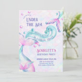 Zeemeermin in de Zee van het meisje van de geboort Kaart (Staand voorkant)