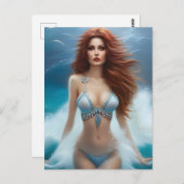 Zeemeermin in een Blauwe Bikini Briefkaart (Voorkant / Achterkant)