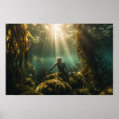 Zeemeermin in een kelp bos poster (Voorkant)
