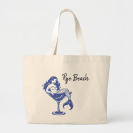 Zeemeermin in een Martini Glas Grote Tote Bag