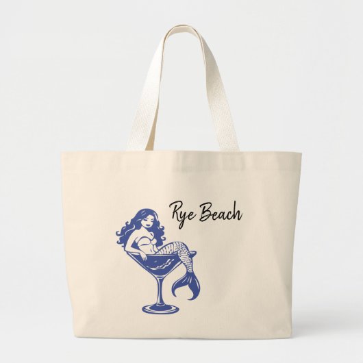 Zeemeermin in een Martini Glas Grote Tote Bag (Voorkant)