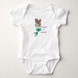 Zeemeermin in een trainingspak voor baby-bodysuit romper
