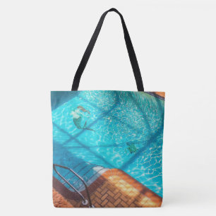 Zeemeermin in een zwembad tote bag