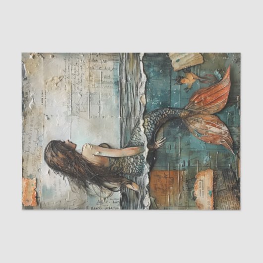 ZEEMEERMIN IN GEMENGDE MEDIA DECOUPAGE TISSUEPAPIE TISSUEPAPIER (Voorkant)