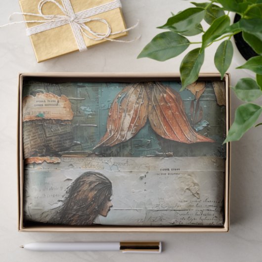 ZEEMEERMIN IN GEMENGDE MEDIA DECOUPAGE TISSUEPAPIE TISSUEPAPIER (Geschenk)