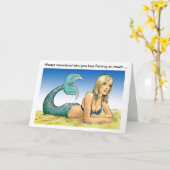 Zeemeermin in Grappig Gevist Verjaardag Kaart (Gele Bloem)