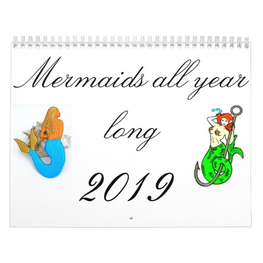 Zeemeermin in het hele jaar 2019 kalender (Hoes)
