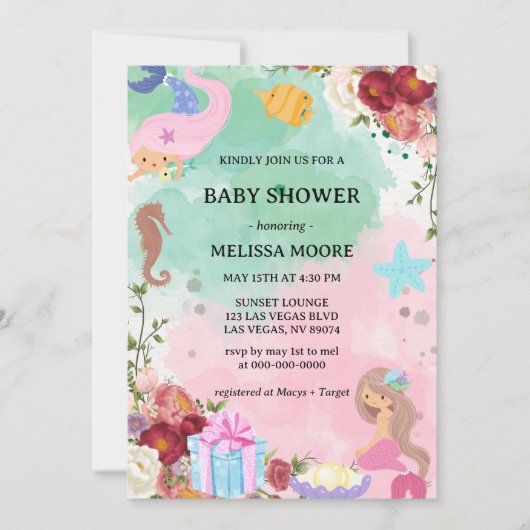 Zeemeermin in het kader van de uitnodiging tot het (Voorkant)