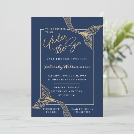 Zeemeermin in het kader van de uitnodiging tot het (Staand voorkant)