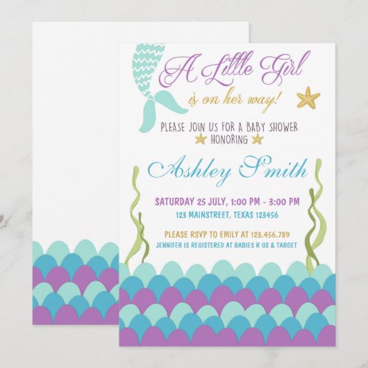 Zeemeermin in het kader van de uitnodiging tot het (Voorkant / Achterkant)