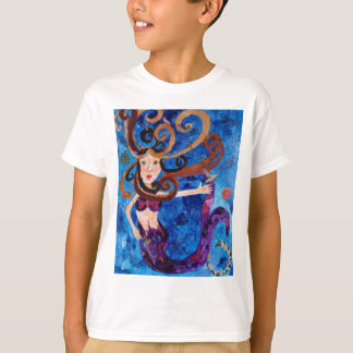 Zeemeermin in het Zee met vogelschildering T-shirt