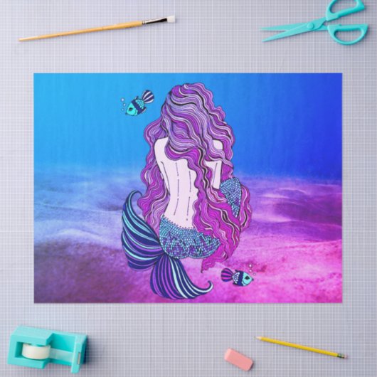 Zeemeermin in het Zee-weefselpapier Tissuepapier (Craft)
