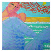 Zeemeermin in het zonlicht Abstract schilderij Tegeltje (Voorkant)