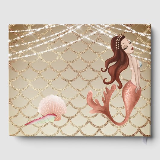 Zeemeermin in Roos Goud Onder het Zee Quinceañera Gastenboek (Achterkant)