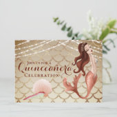 Zeemeermin in Roos Goud Onder het Zee Quinceañera Kaart (Staand voorkant)