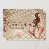 Zeemeermin in Roos Goud Onder het Zee Quinceañera Kaart (Voorkant / Achterkant)