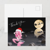 Zeemeermin in roze en kerstmannenhoed Volle maan D Briefkaart (Voorkant / Achterkant)