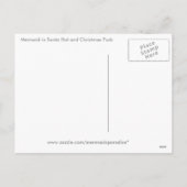 Zeemeermin in Santa Hat en Christmas Puds Feestdagenkaart (Achterkant)