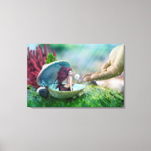Zeemeermin in Shell Canvas Afdruk
