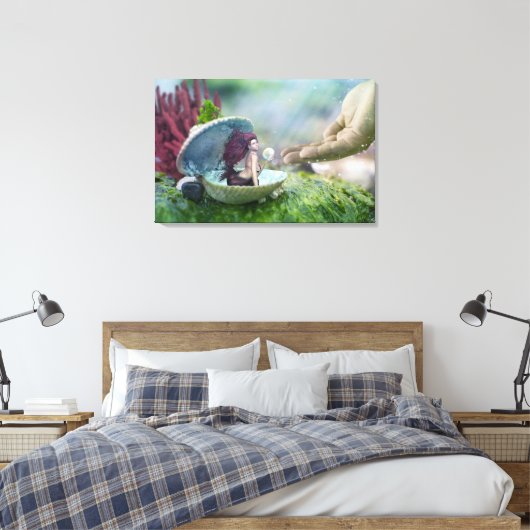 Zeemeermin in Shell Canvas Afdruk (Insitu (Slaapkamer))
