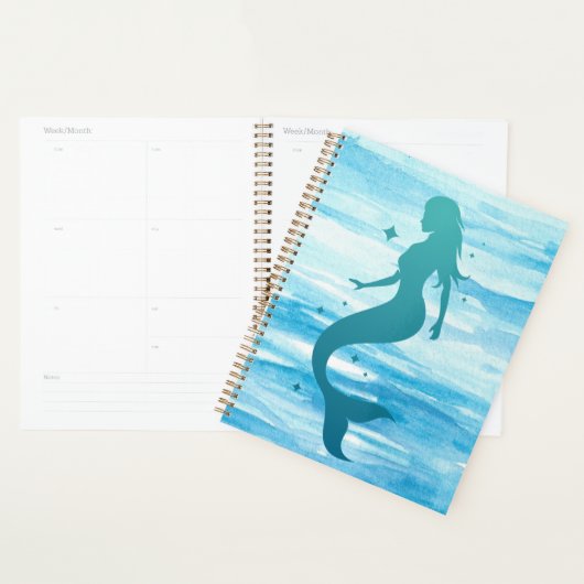 Zeemeermin in Silhouette in Zee op een planner (Display)