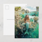 Zeemeermin in weelderige onderwater koraaltuin feestdagenkaart (Voorkant / Achterkant)