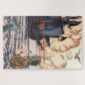 zeemeermin in Zee die het zeilschip bekijkt Legpuzzel (Horizontaal)