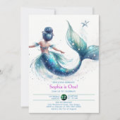 Zeemeermin Iridescent Glitter Onder Zee 1e Verjaar Kaart (Voorkant)