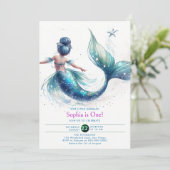 Zeemeermin Iridescent Glitter Onder Zee 1e Verjaar Kaart (Staand voorkant)