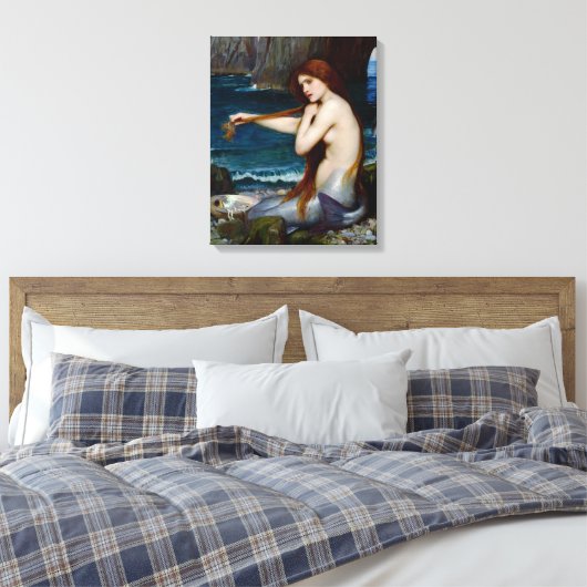 Zeemeermin John William Waterhouse Schilderij Canvas Afdruk (Insitu (Slaapkamer))