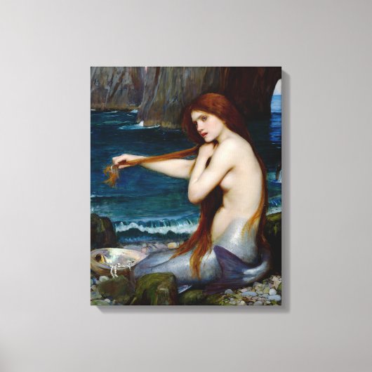 Zeemeermin John William Waterhouse Schilderij Canvas Afdruk (Voorkant)