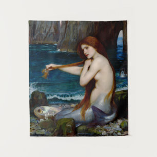 Zeemeermin John William Waterhouse Schilderij Wandkleed