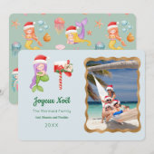 Zeemeermin Joyeux Noël Foto Wenskaart Kaart (Voorkant / Achterkant)