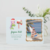 Zeemeermin Joyeux Noël Foto Wenskaart Kaart (Staand voorkant)