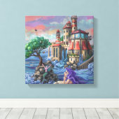 Zeemeermin Kasteel Canvas Afdruk (Insitu (Houten vloer))