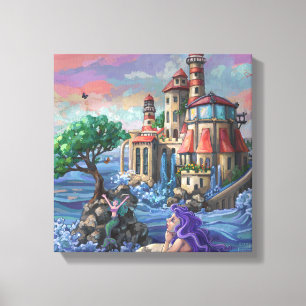 Zeemeermin Kasteel Canvas Afdruk