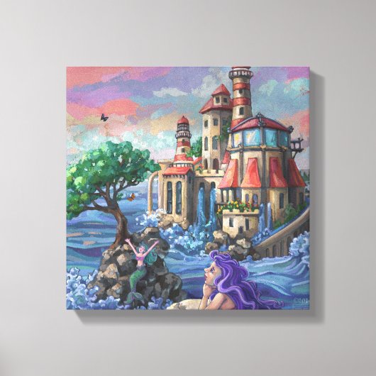 Zeemeermin Kasteel Canvas Afdruk (Voorkant)