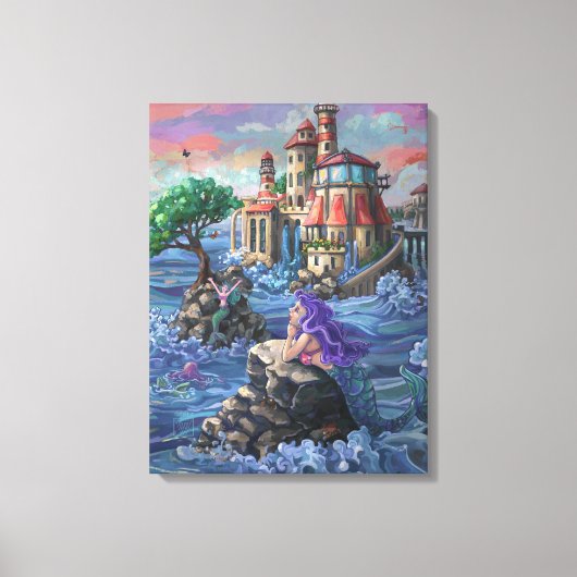 Zeemeermin Kasteel Canvas Afdruk (Voorkant)