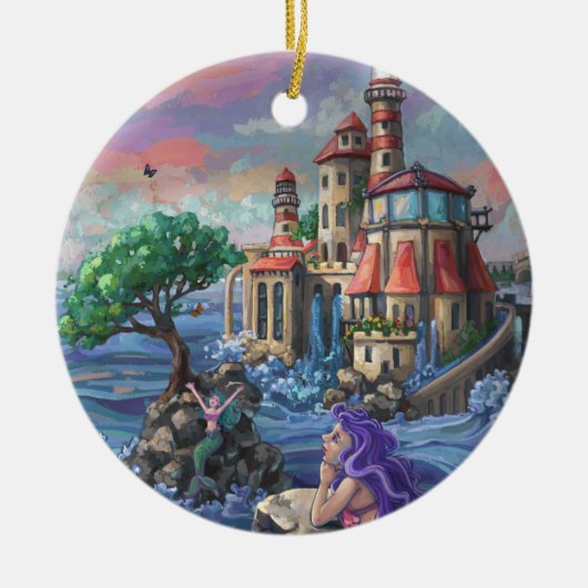 Zeemeermin Kasteel Keramisch Ornament (Voorkant)