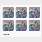 Zeemeermin Kasteel Vierkante Sticker (Vel)