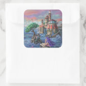 Zeemeermin Kasteel Vierkante Sticker (Tas)