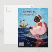 Zeemeermin kat lachende ansichtkaart briefkaart (Voorkant / Achterkant)