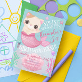 Zeemeermin Kat Miauw onder de Zee Zwembad Feestje Kaart